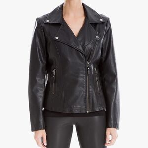 Max‎ Studio Women's Faux Leather Jacket Chocolate Large NWT in packaging